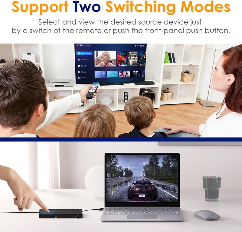 OseTub 5 in 1 Out HDMI/AV Switch, 4K-HD MI+1AV to HDMI Converter Support HDR & HDCP 2.2 & Full 3D with IR Remote Control Compatible with Sega/Xbox/PS1/PS2/Nintendo Switch,Xbox,PS5/PS4,Roku,Apple TV - Image 3